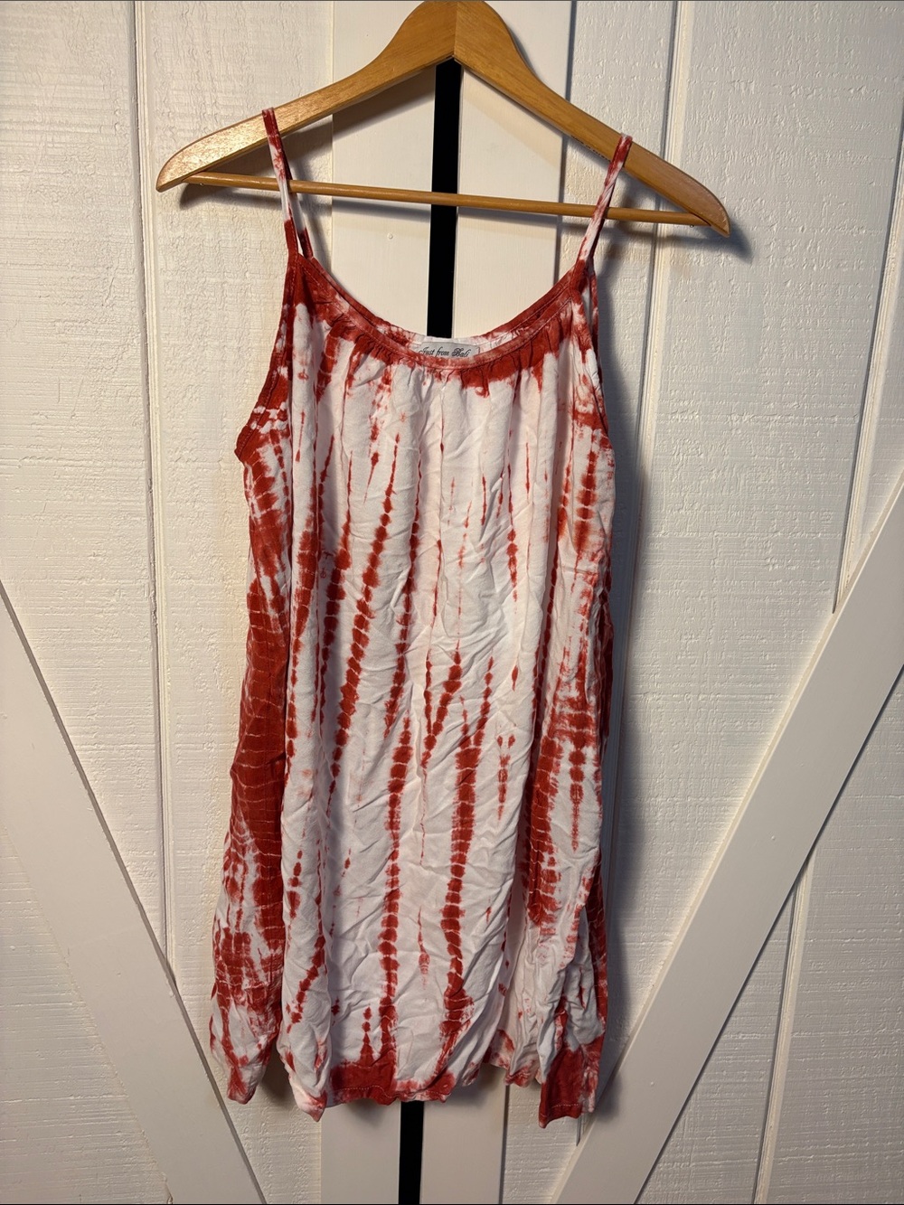 Tie-Dye Red & White Spaghetti Strap Mini Dress